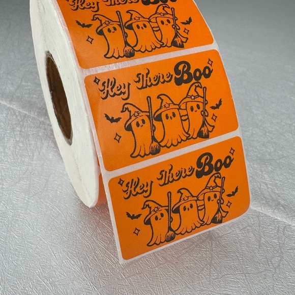 Hey Boo orange Sticker, Ghost Sticker, Halloween Sticker packaging stickers new - Picture 10 of 11